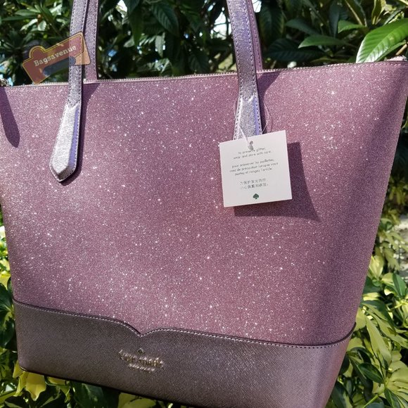 Rose Pink Lola Glitter Tote Bag Kate Spade glitter - Picture 11 of 13